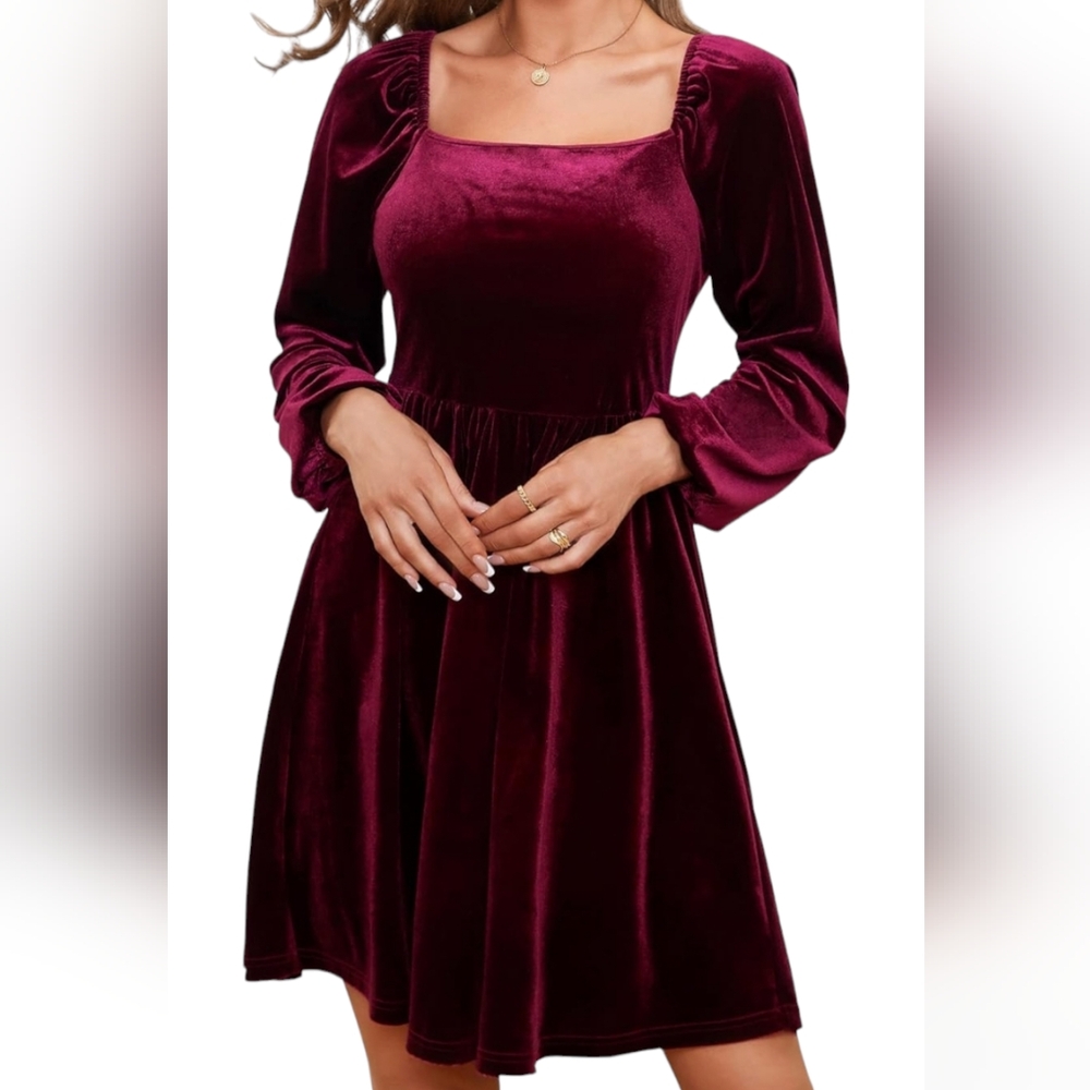 Womans MSBASIC Velvet Dress for Women Long Sleeve Formal Cocktail Dress